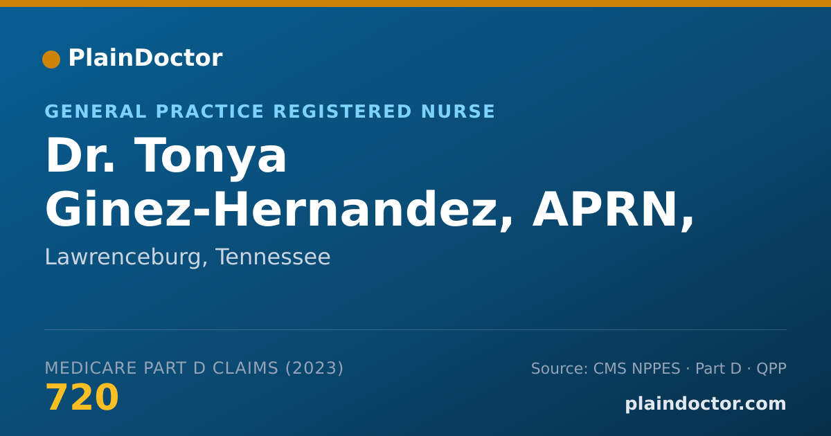 Shareable card for Tonya Ginez-Hernandez, APRN, FNP-C - General Practice Registered Nurse, Lawrenceburg, TN