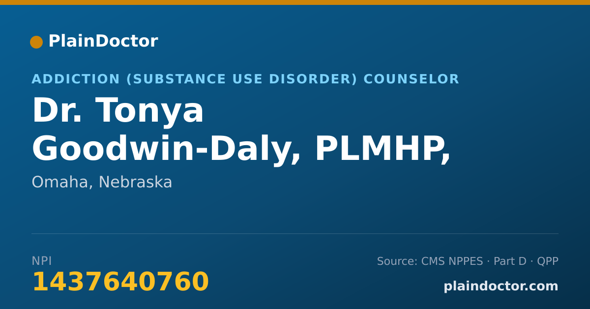 Shareable card for Tonya Goodwin-Daly, PLMHP, PLADC, - Addiction (Substance Use Disorder) Counselor, Omaha, NE