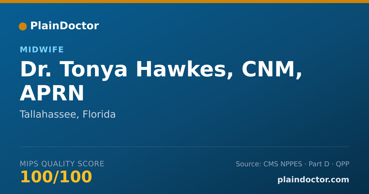 Shareable card for Tonya Hawkes, CNM, APRN - Midwife, Tallahassee, FL