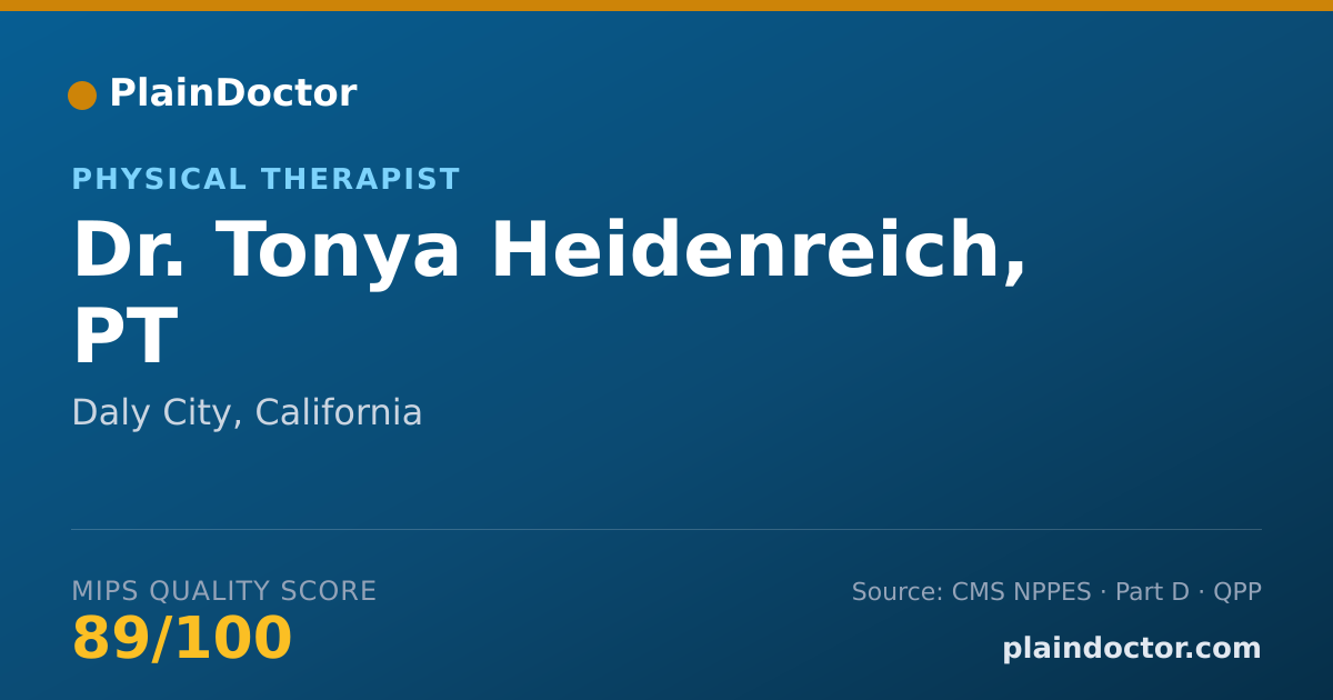 Shareable card for Tonya Heidenreich, PT - Physical Therapist, Daly City, CA