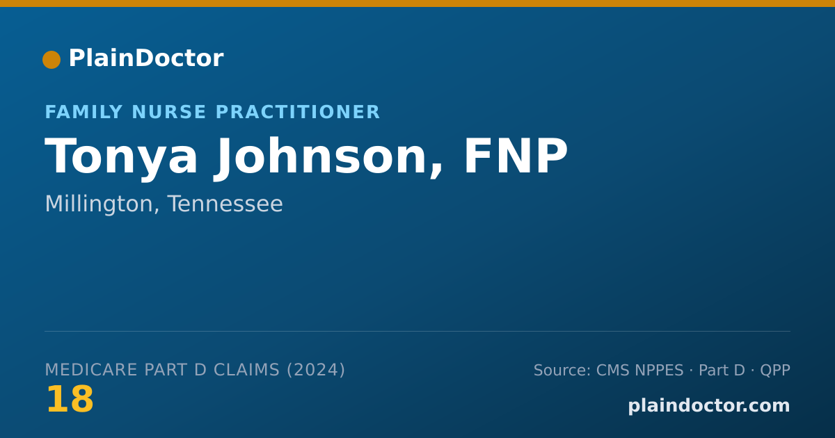 Shareable card for Tonya Johnson, FNP - Family Nurse Practitioner, Millington, TN