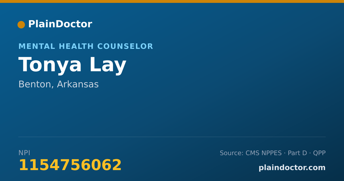 Shareable card for Tonya Lay - Mental Health Counselor, Benton, AR