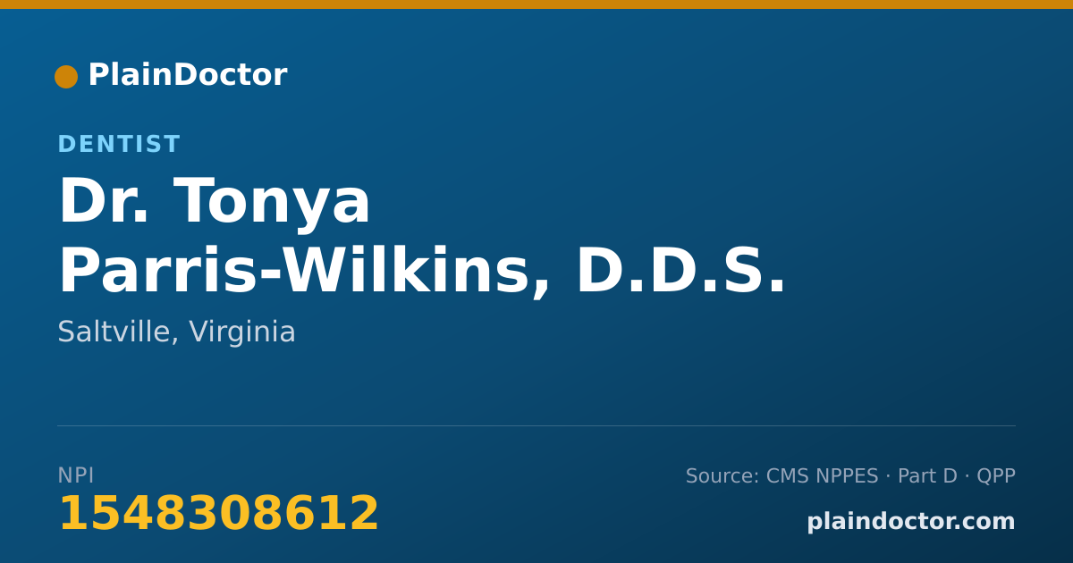 Shareable card for Tonya Parris-Wilkins, D.D.S. - Dentist, Saltville, VA