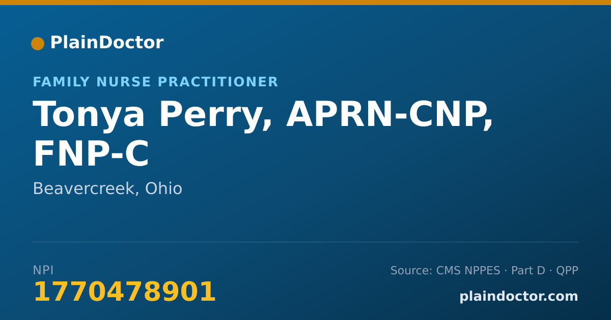 Shareable card for Tonya Perry, APRN-CNP, FNP-C - Family Nurse Practitioner, Beavercreek, OH