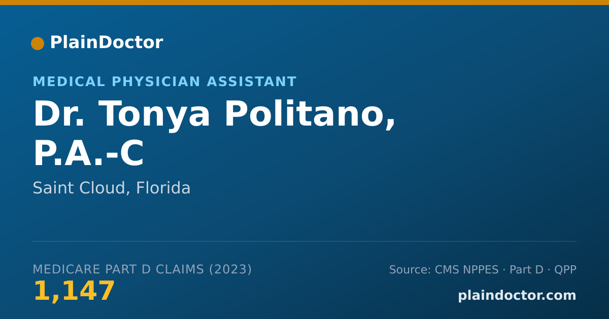 Shareable card for Tonya Politano, P.A.-C - Medical Physician Assistant, Saint Cloud, FL