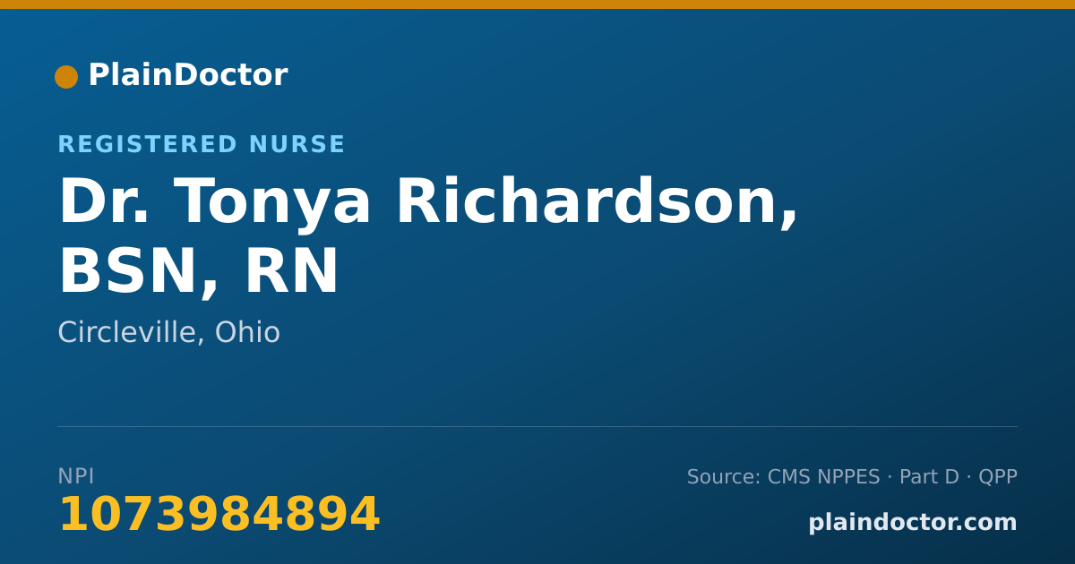 Shareable card for Tonya Richardson, BSN, RN - Registered Nurse, Circleville, OH
