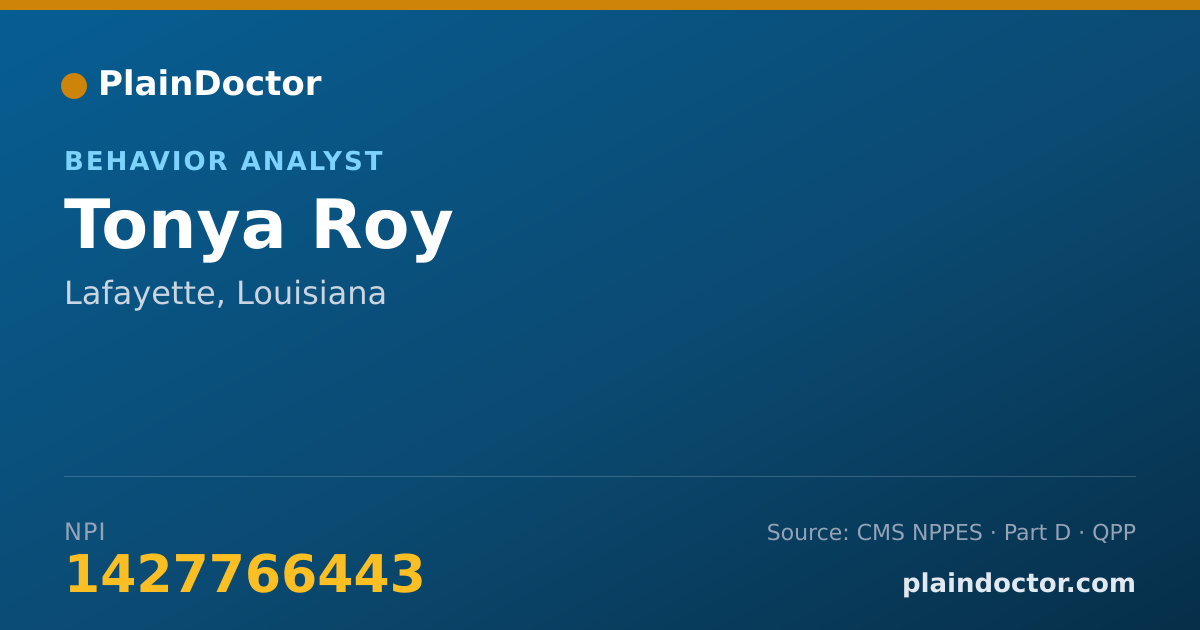 Shareable card for Tonya Roy - Behavior Analyst, Lafayette, LA