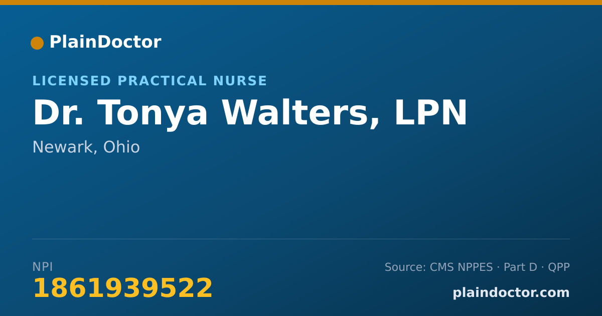 Shareable card for Tonya Walters, LPN - Licensed Practical Nurse, Newark, OH