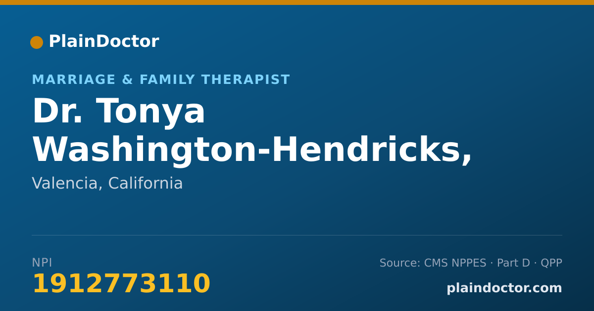 Shareable card for Tonya Washington-Hendricks, AMFT - Marriage & Family Therapist, Valencia, CA