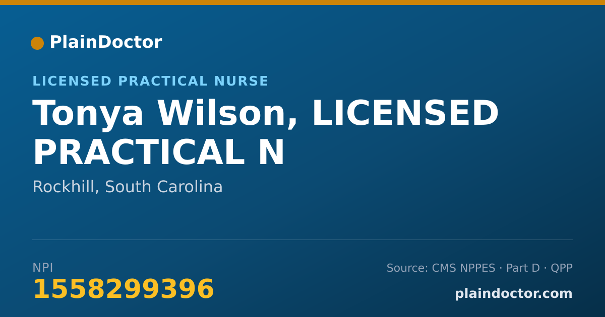 Shareable card for Tonya Wilson, LICENSED PRACTICAL N - Licensed Practical Nurse, Rockhill, SC