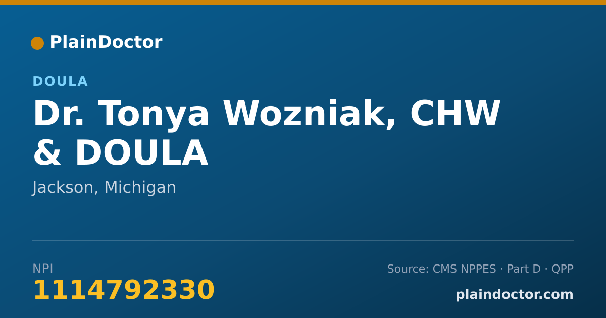 Shareable card for Tonya Wozniak, CHW & DOULA - Doula, Jackson, MI