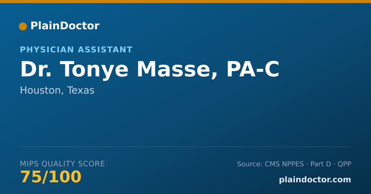 Shareable card for Tonye Masse, PA-C - Physician Assistant, Houston, TX