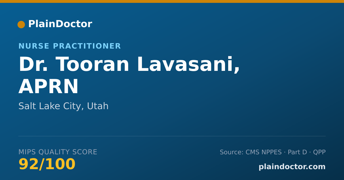 Shareable card for Tooran Lavasani, APRN - Nurse Practitioner, Salt Lake City, UT