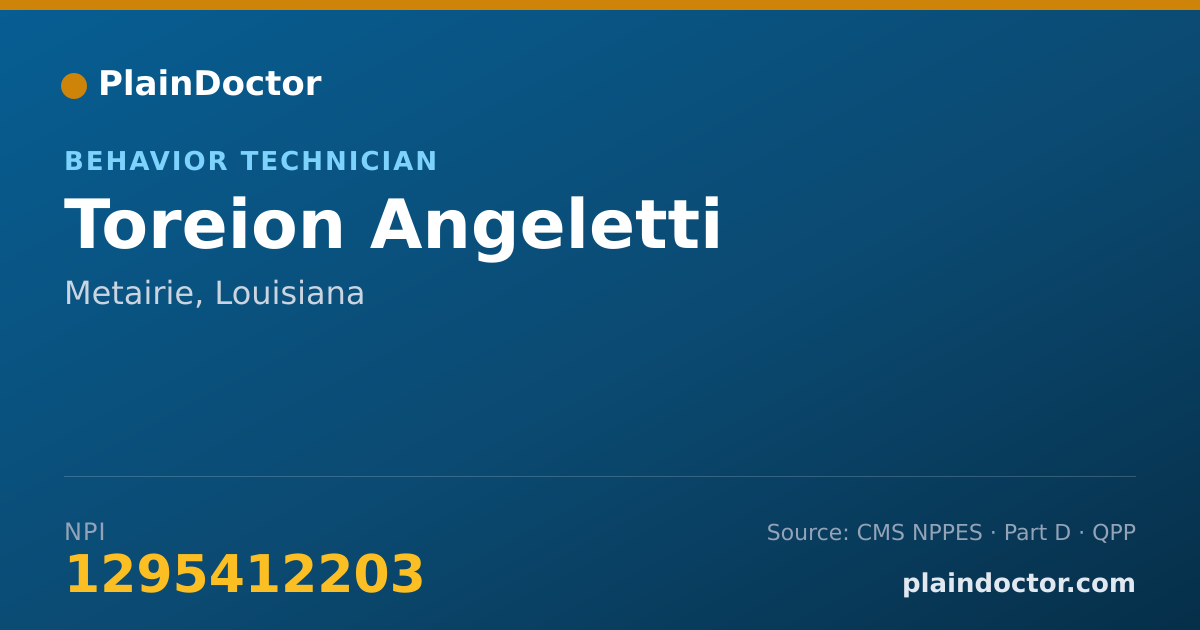 Shareable card for Toreion Angeletti - Behavior Technician, Metairie, LA