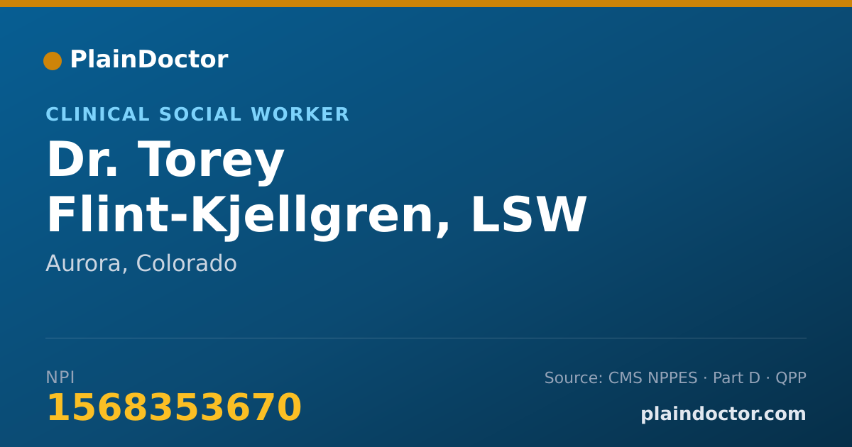 Shareable card for Torey Flint-Kjellgren, LSW - Clinical Social Worker, Aurora, CO