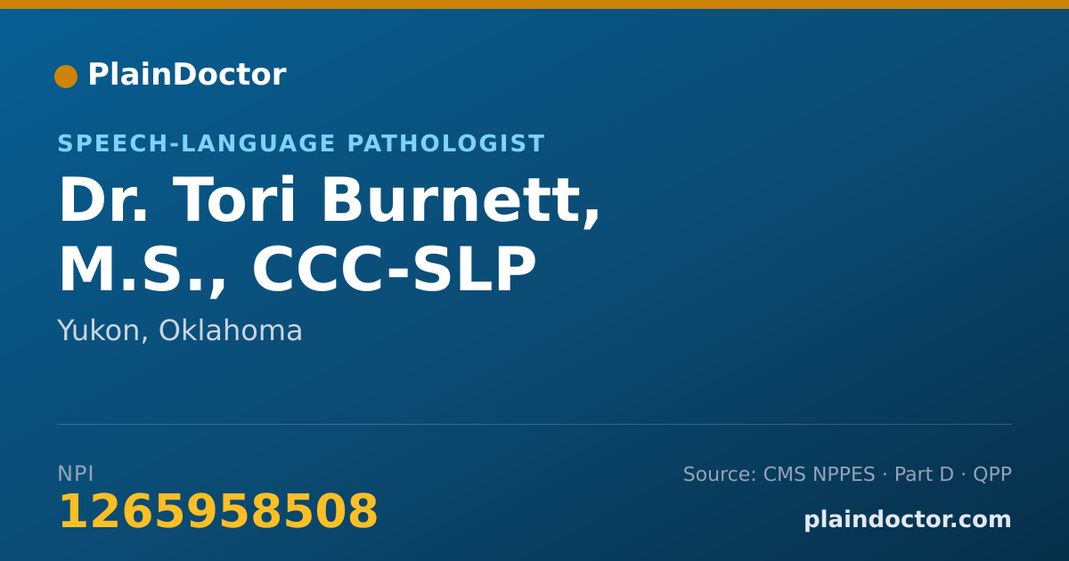 Shareable card for Tori Burnett, M.S., CCC-SLP - Speech-Language Pathologist, Yukon, OK