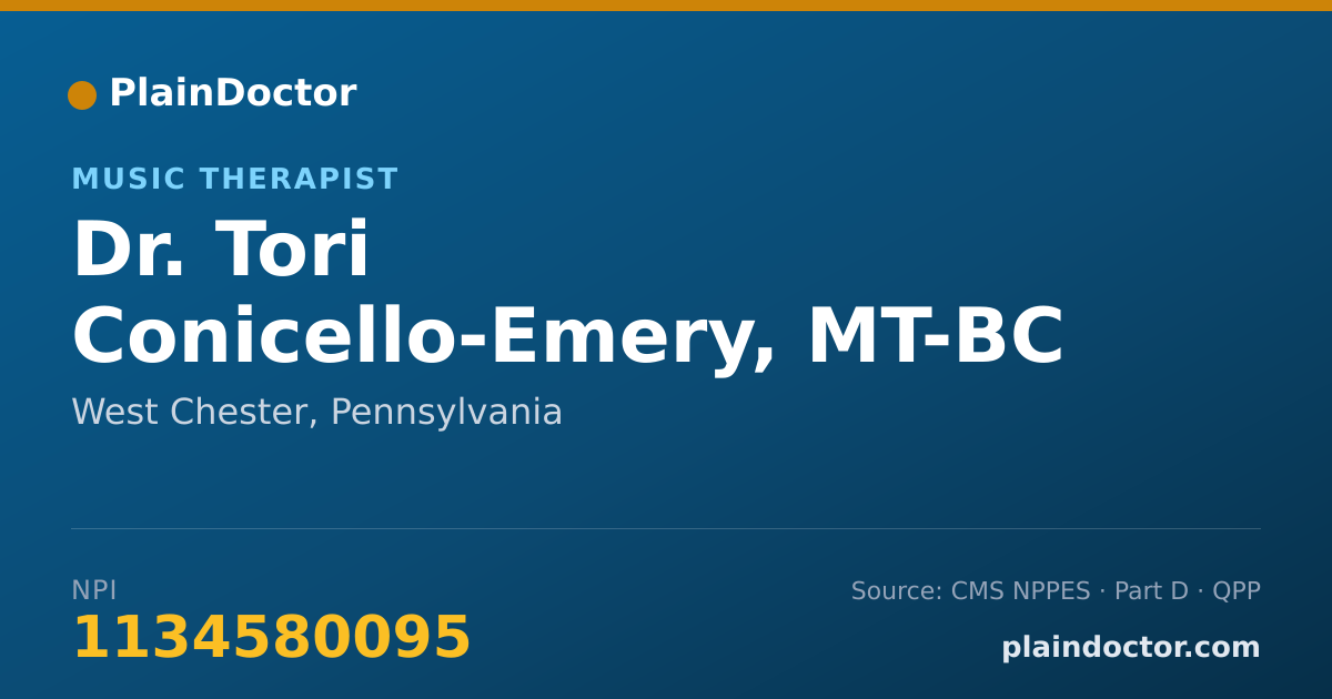 Shareable card for Tori Conicello-Emery, MT-BC - Music Therapist, West Chester, PA