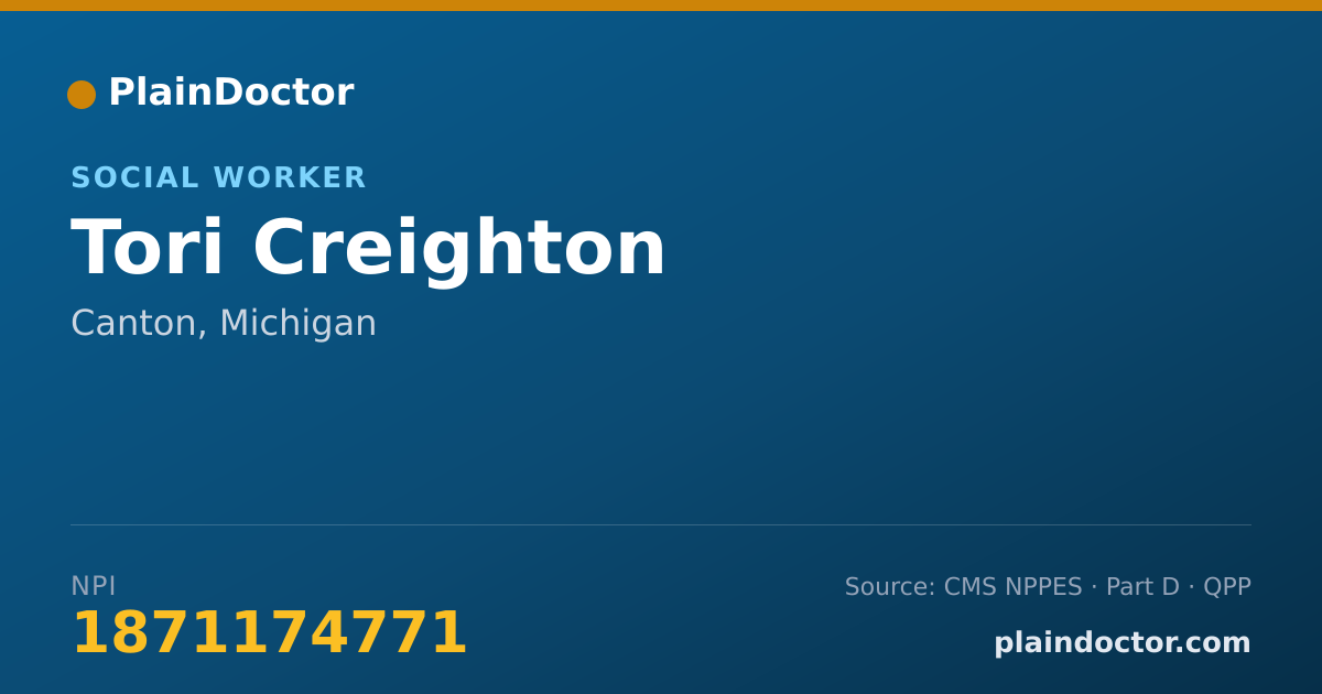 Shareable card for Tori Creighton - Social Worker, Canton, MI