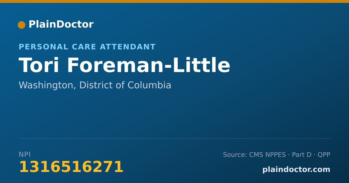 Shareable card for Tori Foreman-Little - Personal Care Attendant, Washington, DC
