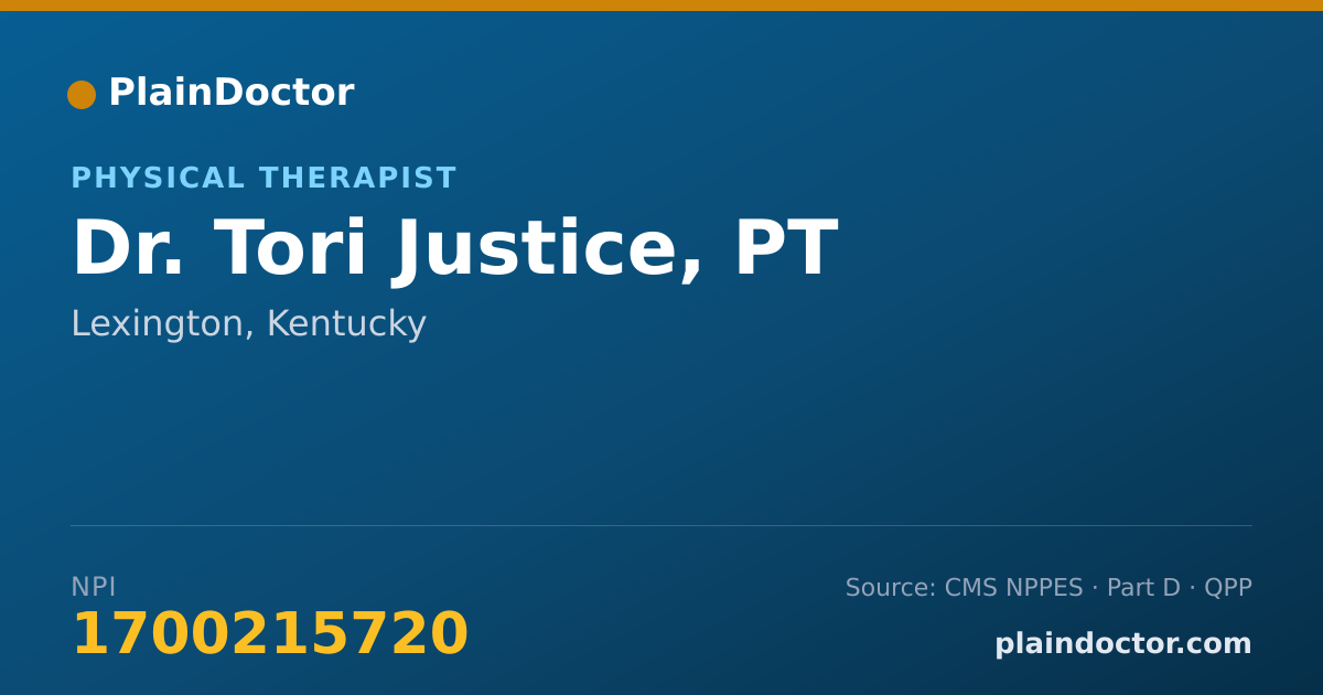 Shareable card for Tori Justice, PT - Physical Therapist, Lexington, KY