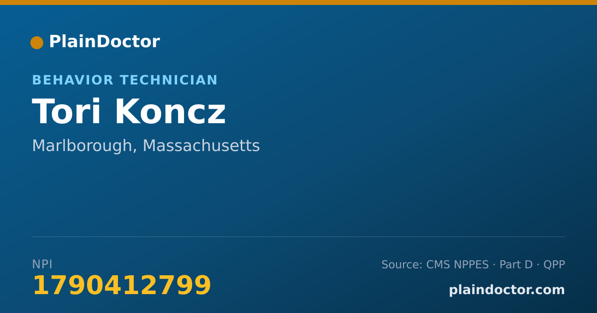 Shareable card for Tori Koncz - Behavior Technician, Marlborough, MA