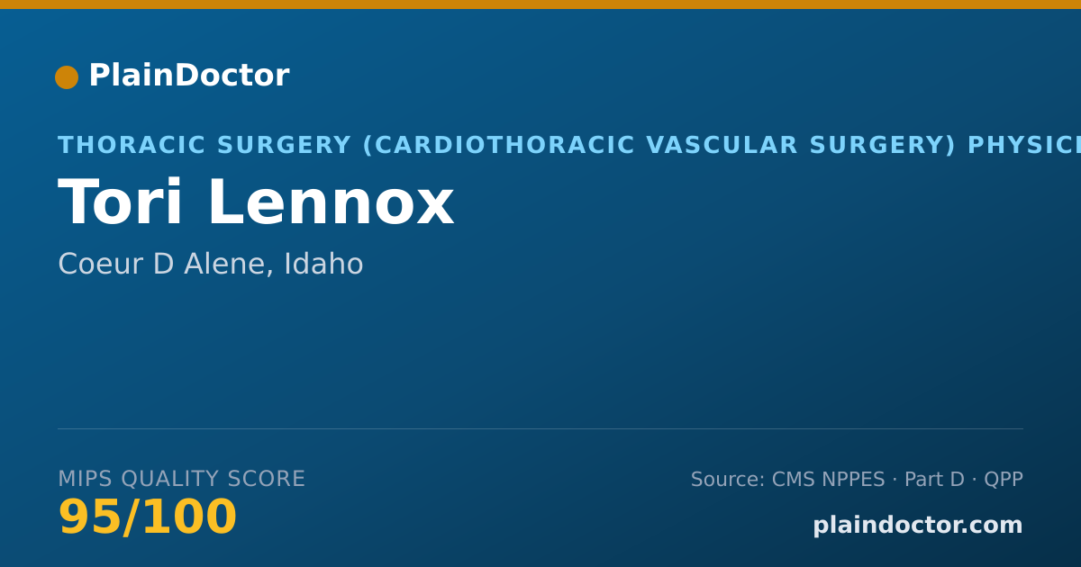 Shareable card for Tori Lennox - Thoracic Surgery (Cardiothoracic Vascular Surgery) Physician, Coeur D Alene, ID