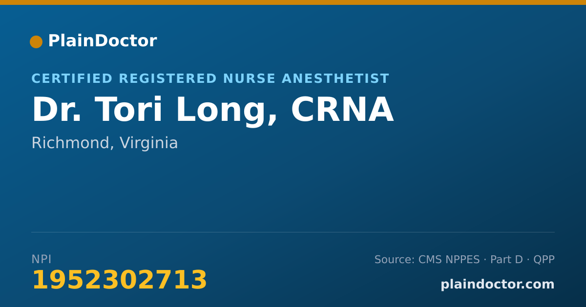 Shareable card for Tori Long, CRNA - Certified Registered Nurse Anesthetist, Richmond, VA