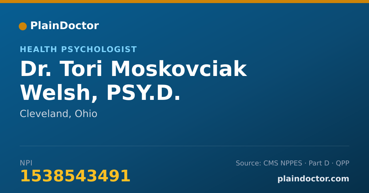 Shareable card for Tori Moskovciak Welsh, PSY.D. - Health Psychologist, Cleveland, OH