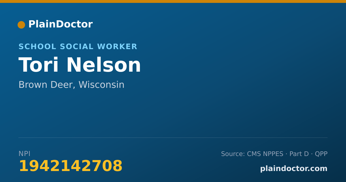 Shareable card for Tori Nelson - School Social Worker, Brown Deer, WI