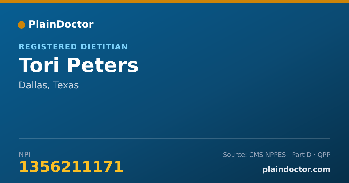 Shareable card for Tori Peters - Registered Dietitian, Dallas, TX