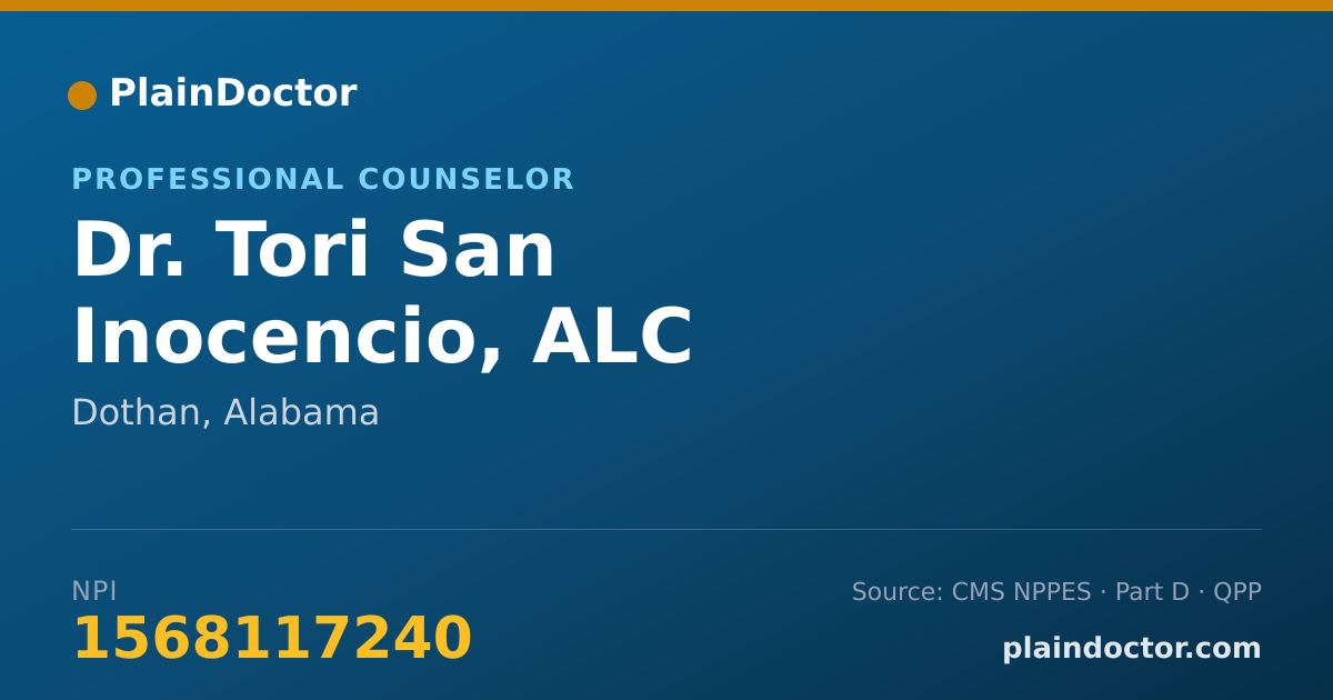 Shareable card for Tori San Inocencio, ALC - Professional Counselor, Dothan, AL