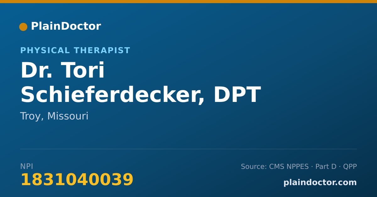 Shareable card for Tori Schieferdecker, DPT - Physical Therapist, Troy, MO