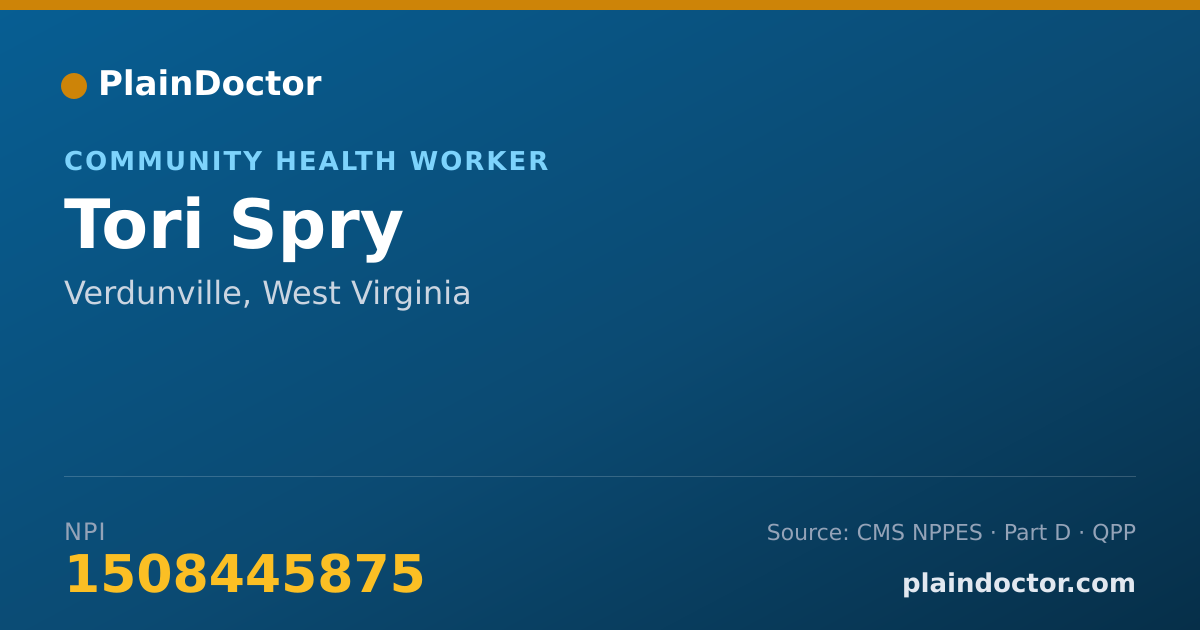 Shareable card for Tori Spry - Community Health Worker, Verdunville, WV