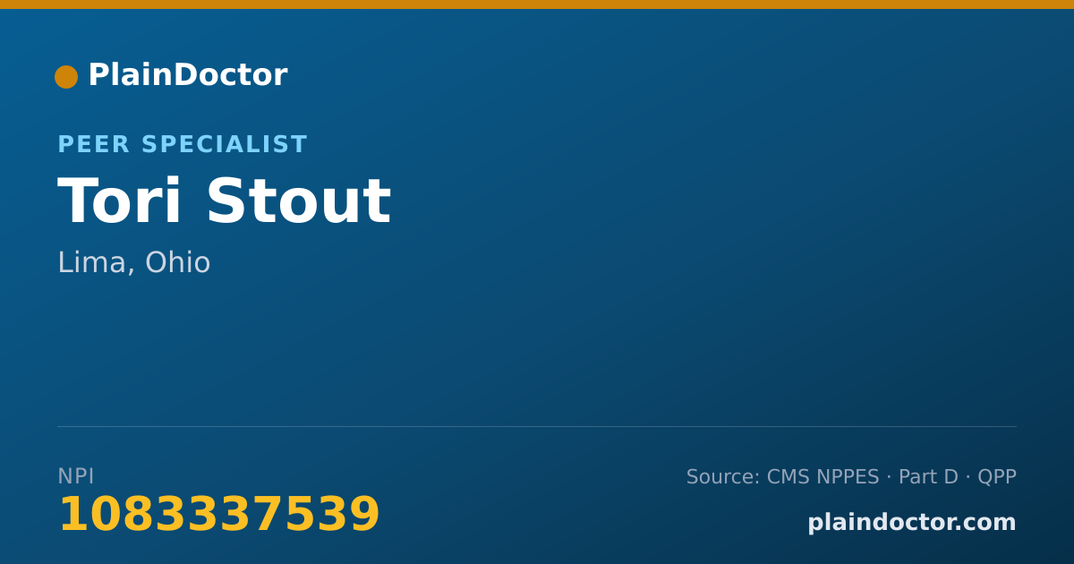 Shareable card for Tori Stout - Peer Specialist, Lima, OH