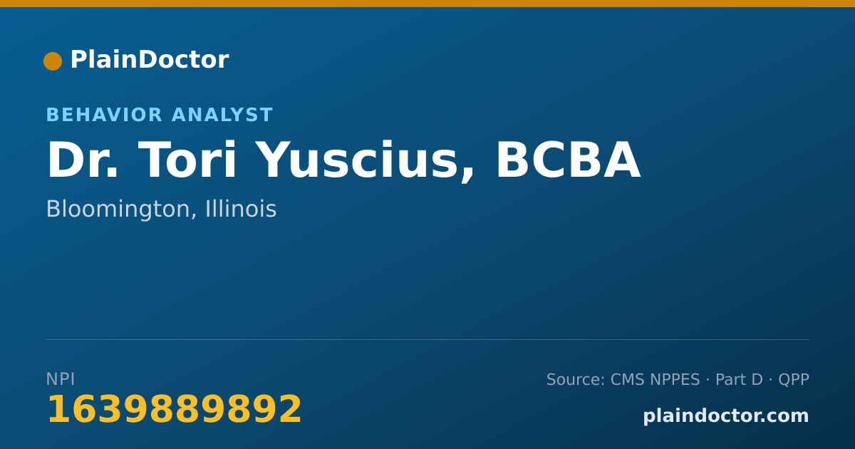 Shareable card for Tori Yuscius, BCBA - Behavior Analyst, Bloomington, IL