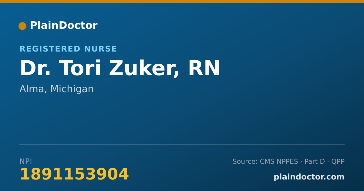 Shareable card for Tori Zuker, RN - Registered Nurse, Alma, MI