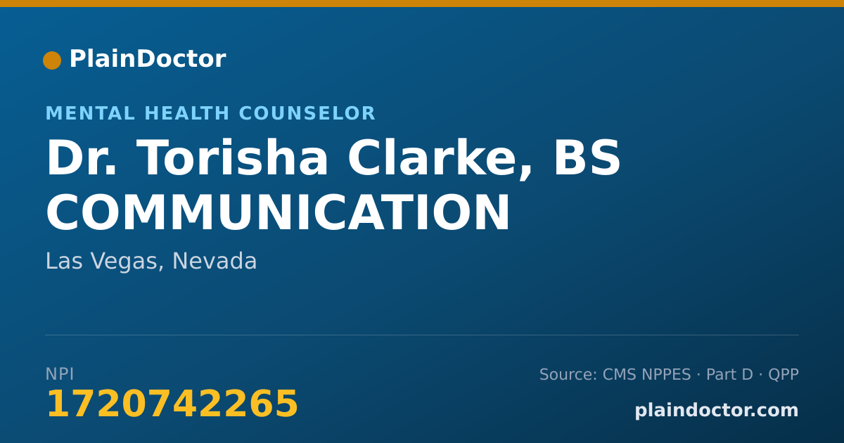 Shareable card for Torisha Clarke, BS COMMUNICATION - Mental Health Counselor, Las Vegas, NV