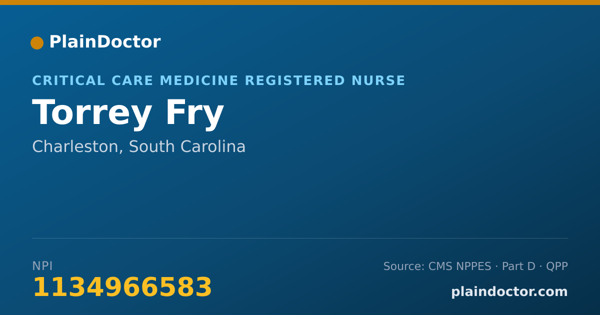 Shareable card for Torrey Fry - Critical Care Medicine Registered Nurse, Charleston, SC