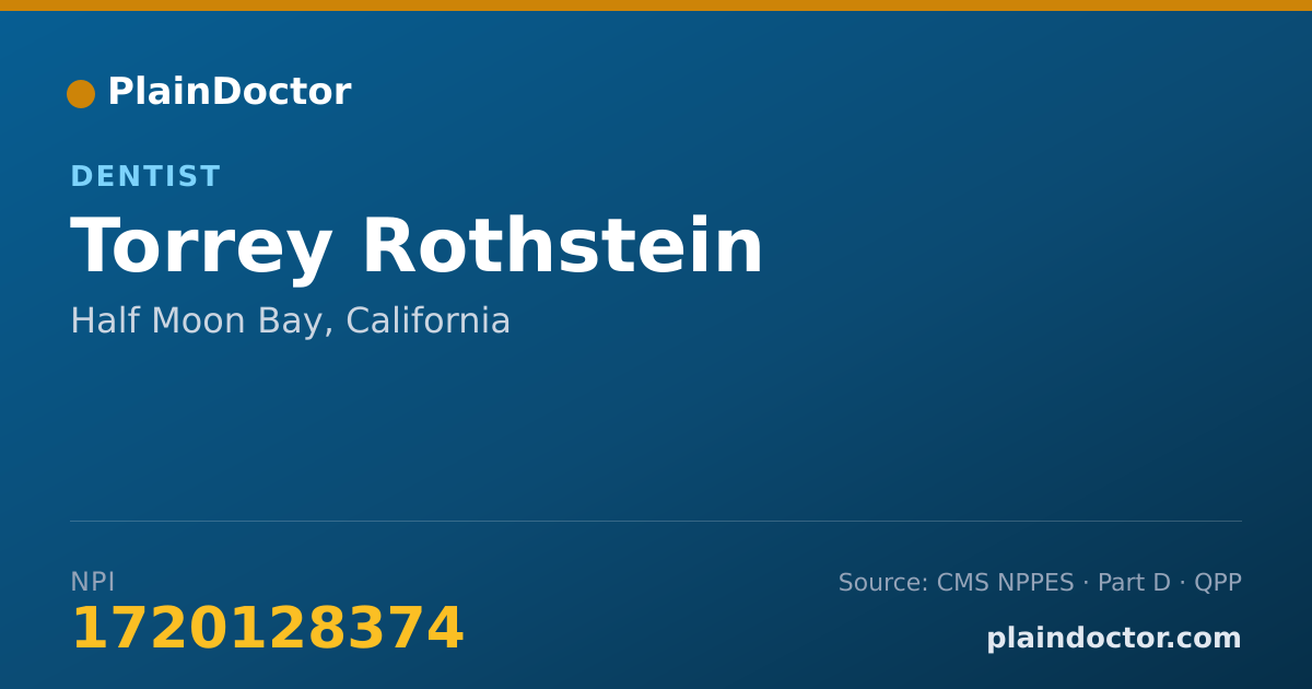 Shareable card for Torrey Rothstein - Dentist, Half Moon Bay, CA