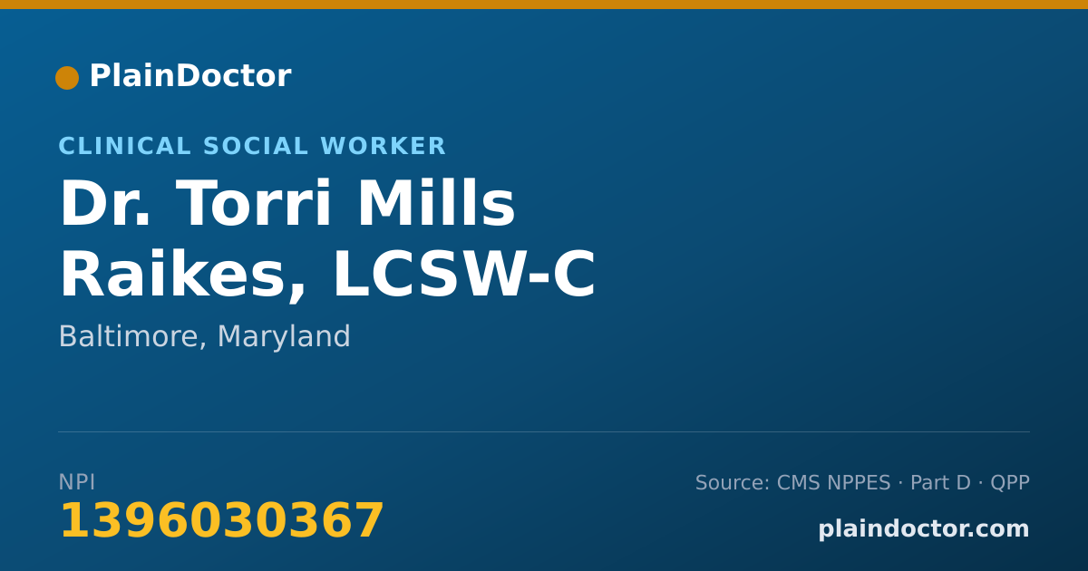 Shareable card for Torri Mills Raikes, LCSW-C - Clinical Social Worker, Baltimore, MD