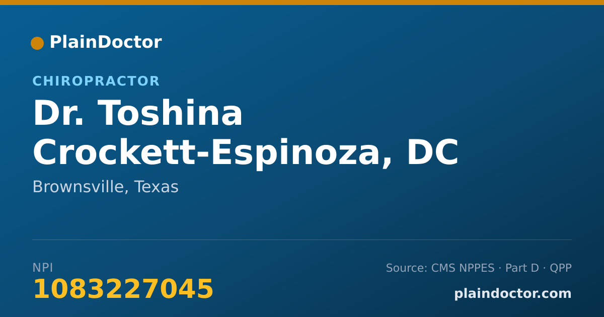 Shareable card for Toshina Crockett-Espinoza, DC - Chiropractor, Whittier, CA