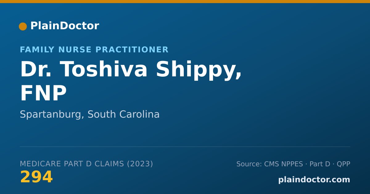 Shareable card for Toshiva Shippy, FNP - Family Nurse Practitioner, Spartanburg, SC
