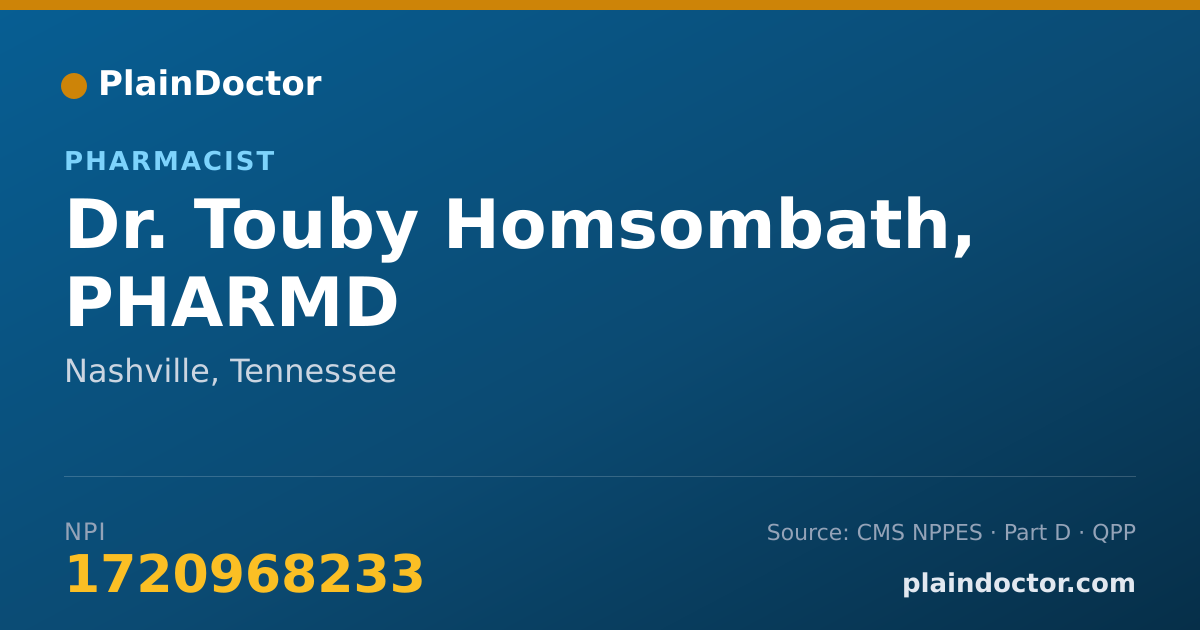 Shareable card for Touby Homsombath, PHARMD - Pharmacist, Nashville, TN