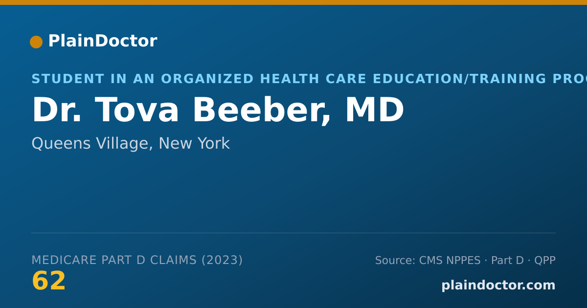 Shareable card for Tova Beeber, MD - Student in an Organized Health Care Education/Training Program, Queens Village, NY
