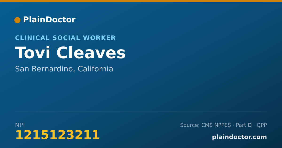 Shareable card for Tovi Cleaves - Clinical Social Worker, San Bernardino, CA