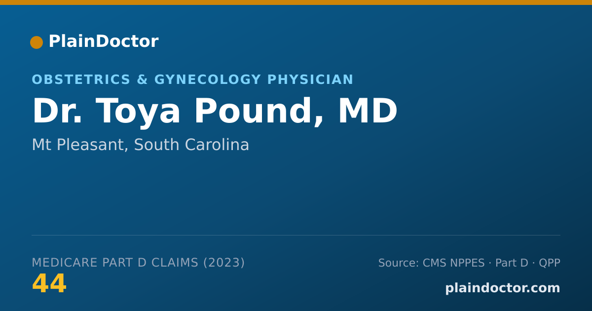 Shareable card for Toya Pound, MD - Obstetrics & Gynecology Physician, Mt Pleasant, SC