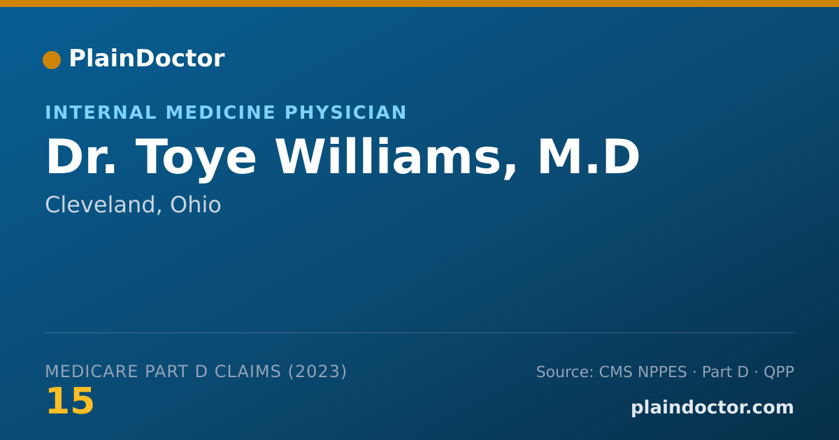 Shareable card for Toye Williams, M.D - Internal Medicine Physician, Cleveland, OH
