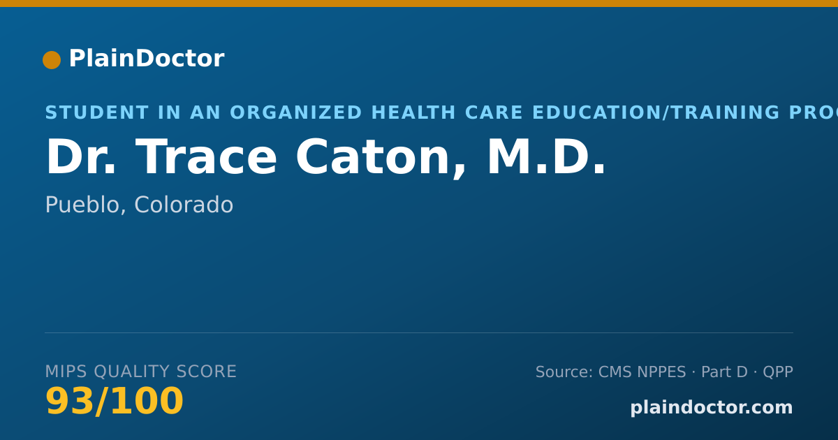 Shareable card for Trace Caton, M.D. - Student in an Organized Health Care Education/Training Program, Pueblo, CO