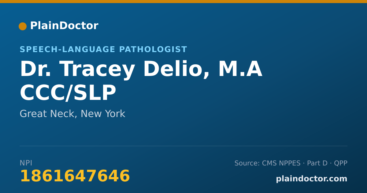 Shareable card for Tracey Delio, M.A CCC/SLP - Speech-Language Pathologist, Great Neck, NY