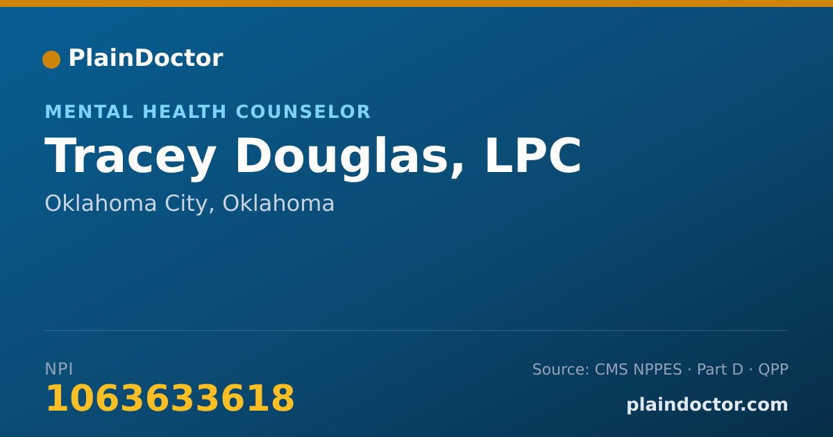 Shareable card for Tracey Douglas, LPC - Mental Health Counselor, Oklahoma City, OK